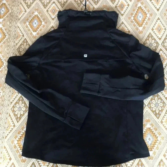 Black Funnel-Neck Sweatshirt with Lace Detail and Thumbholes Fabletics Size S - Picture 2 of 8